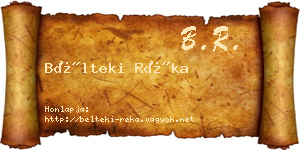 Bélteki Réka névjegykártya